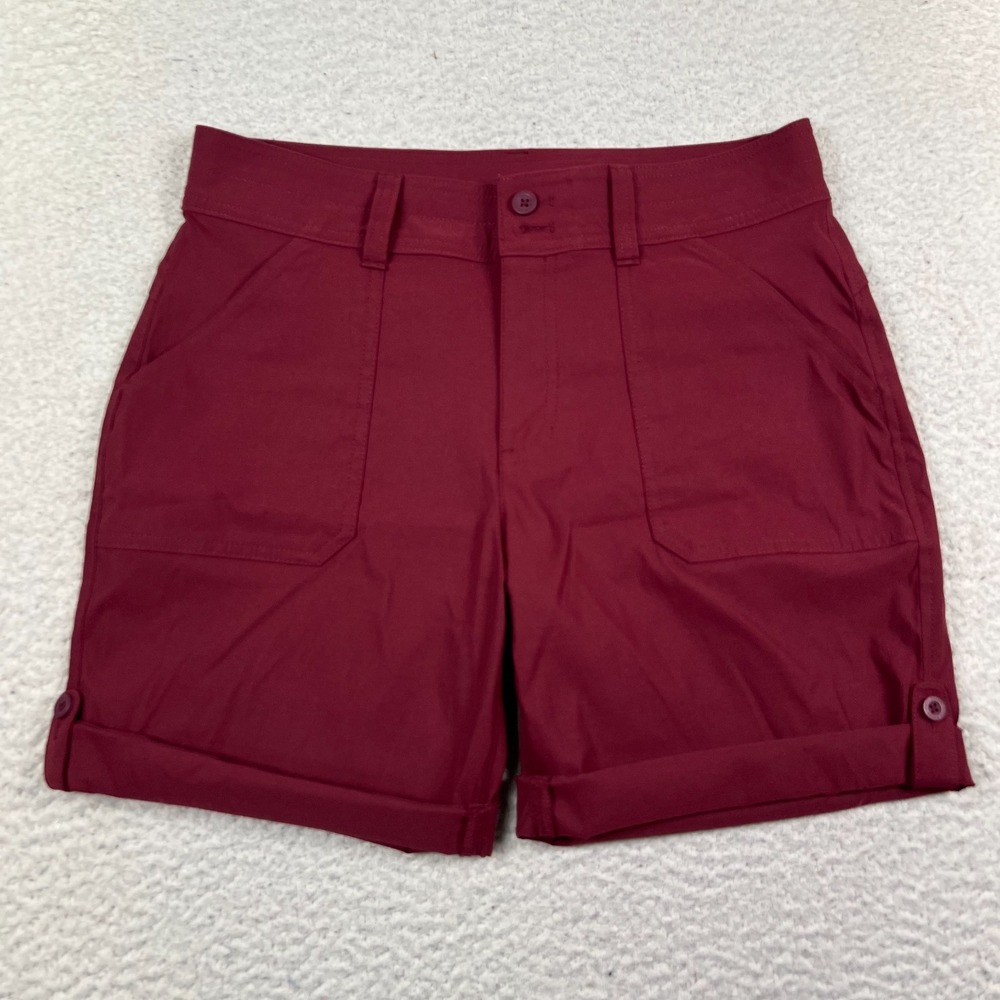 Eddie Bauer Shorts Womens 6‎ Rolled Hem Bermuda Pockets Hiking Outdoor Burgundy